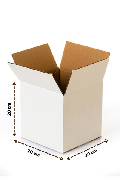 Çift Oluklu Koli 20x20x20 cm Beyaz